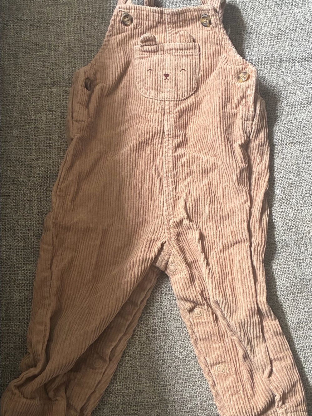 Carter's Tan Corduroy Overalls with Bear Pocket